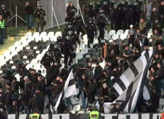 (ВИДЕО) „Гробари“ се степаа со полицијата – Прекинат натпреварот на Партизан