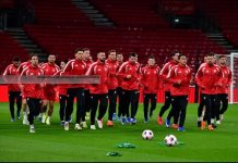 Македонските фудбалери го почувствуваат теренот на „Паркен“ каде утре ќе играат против Данска (ФОТО ГАЛЕРИЈА)