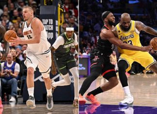 Јокиќ со нов троен ефект, Леброн со дабл-дабл, за стартни победи на Денвер и Лејкерс во плеј-офот (ВИДЕО)